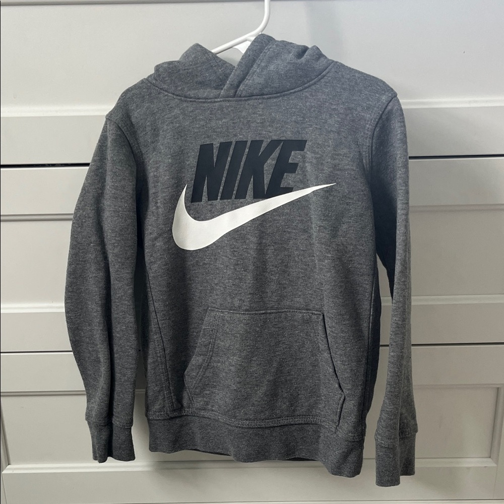 Nike Charcoal Gray Hoodie with White Logo